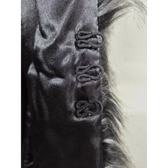 RXB Vest Black Faux Fur Sweater High Neck Long Tunic Style  Women's Medium - Picture 6 of 11